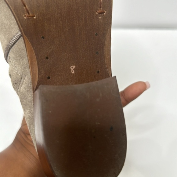Sam Edelman Tan Suede Upper Leather Petty Round Toe Ankle Boots with Side Zip 8M - Picture 12 of 16